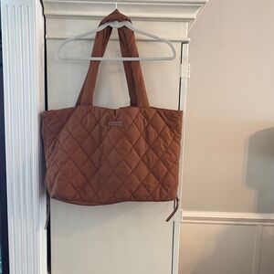 Poppy & Peonies Tan Quilted Tote